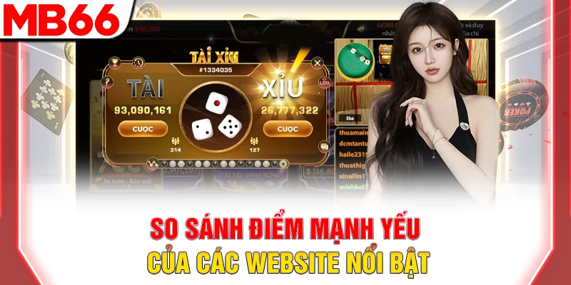 So sánh điểm mạnh - yếu của các website nổi bật